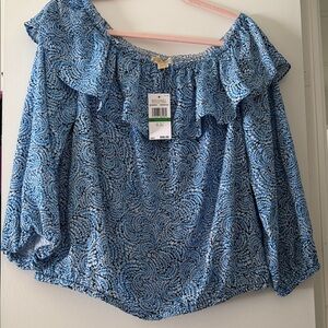 Michael Kors Blue Off shoulder Top
